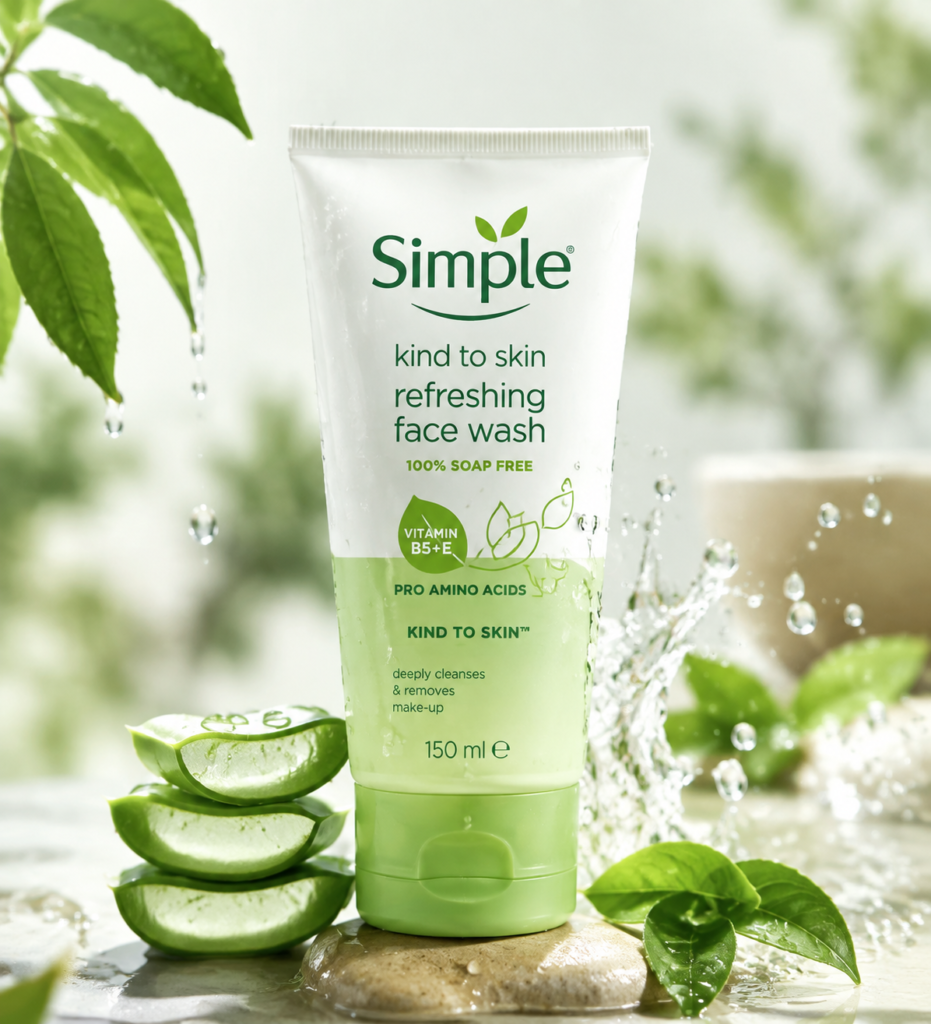 Simple kind to skin facial wash