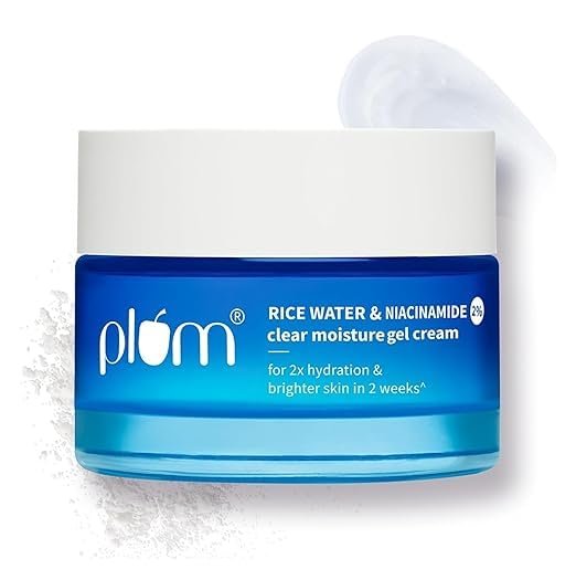 Plum 2% Niacinamide & Rice Water Superlight Gel Cream Moisturizer for oil-free hydration and brighter skin